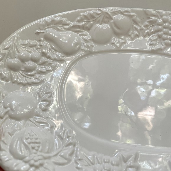 Vintage Gibson Designs Fruitful 10in White Oval Serving Platter - Picture 6 of 10